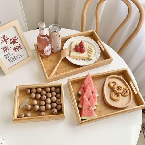 Bamboo Tray Bread Tea Trays Japanese-style Food Storage Tray Kitchen Organizer Rectangular Dessert Plate Kitchen Dinner Plate