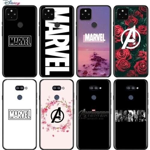 Marvel Logo For Google Pixel 5 4 4A XL Shell For LG Q60 V60 V50 V50S V40 V35 V30 5G Black Soft Phone Case