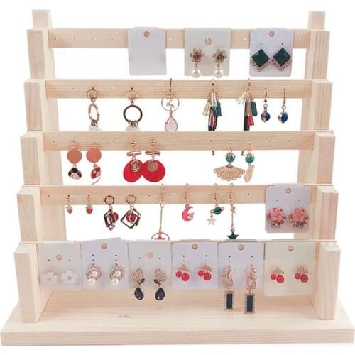 Wooden Jewelry Display Stand Jewelry Organizer for Earrings Necklace Bracelet Anklets Rings Jewelry Holder Rack 3/4/5 Tiers