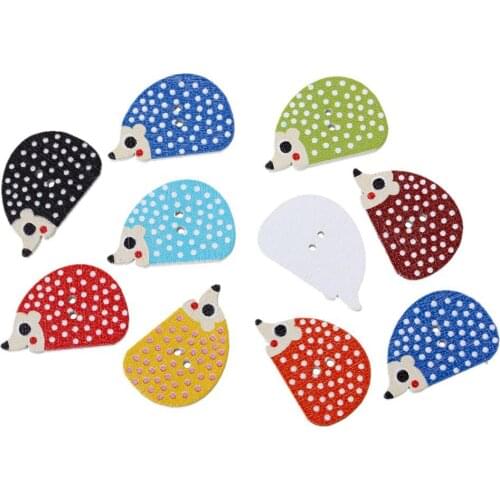 Hedgehog painted Wooden decorative Buttons Random Mixed 25x16mm Scrapbooking Craft Sewing Supplies MT0303