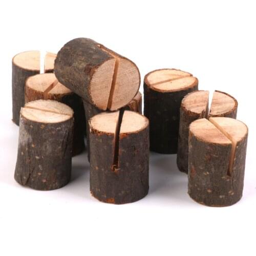 MagiDeal 10pcs Vintage Wooden Name Place Card Holders Table Number Holder Invitations Rack Rustic Room Party Accessories