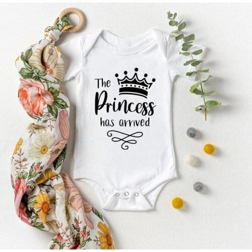 Newborn Baby Girls Clothes The Princess Has Arrived Baby Rompers Summer Cotton Jumpsuit Outfits Baby Bodysuits Shower Gifts