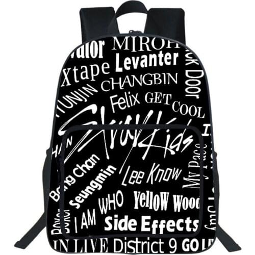 Stray Kids Backpack Children School Bags Double Zipper Backpack Men Bookbag Boy Girls Mochila Fashion Casual Catoon Bags