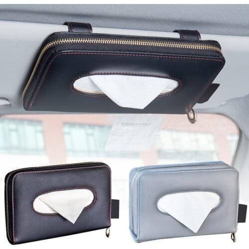 Car Tissue Box Hanging Car Sun Visor Seat Back Tissue Box Holder Universal Car Sun Visor PU Leather Tissue Box Car Accessories