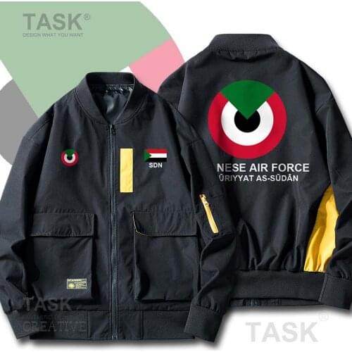 Air Force North Sudan Sudanese SUD SD Mens Bomber Zipper Jacket Hip Hop Slim Fit Pilot Coat Spring Autumn Slim Fit Pilot Coat
