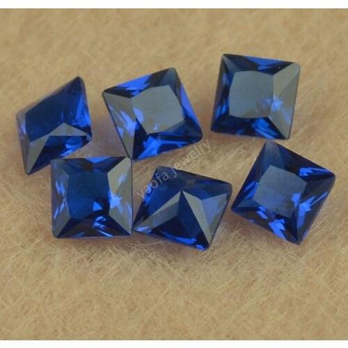 Hot Sale 1.2x1.2~3x3mm Square Shape Princess Cut Lab Made Gems 113# Deep Blue Color Loose Synthetic Spinel Stone For Jewelry DIY