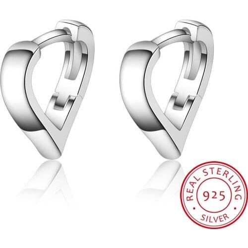 Fashion 925 Sterling Silver Heart Hoop Geometric Ear Cuff Clip On Earring For Women Girl Piercing Earing Jewelry DS2434