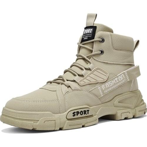 Men Ankle Boots Outdoor Leather Autumn Spring Non-Slip Lace Up Walk Male Casual Flats Work Shoes Sneakers Fashion