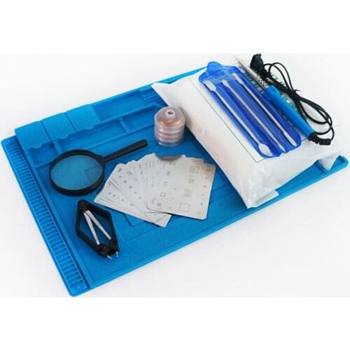 BGA Kit Maintenance work mat 45*30CM with magnetic S-160 for 16pcs iPhone BGA Stencils Magnifying Glass 80MM