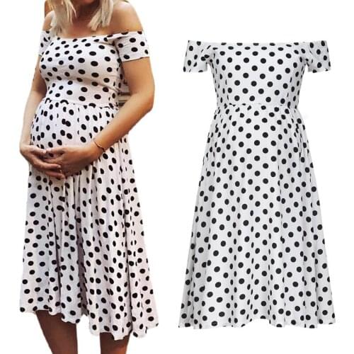 2020 summer new pregnancy clothes dress Polka dot print dress Maternity Dresses Women dress for pregnant Q0507