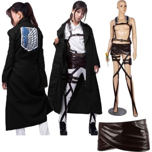 Hot New Shingeki no Kyojin Levi Rivaille Jacket Cloak Adult cosplay costume Attack on Titan Black Shawl Belt Suit Leather Shorts