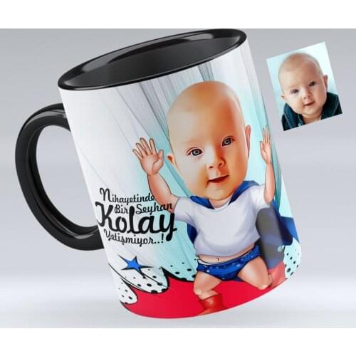 Personalized Baby Caricature Of Black Mug cup-2