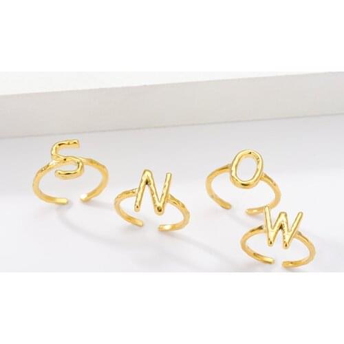 Letter Ring For Women Initial A-Z 26 Opening Ring Stainless Steel Valentine Gift Finger Fashion Accessories Jewelry Bijoux Femme