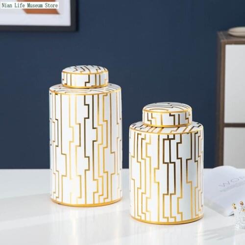 Nordic Luxury Storage Jars Ceramic Vases Home Furnishing Modern Decoration Handmade Crafts Interior Decoration Accessories