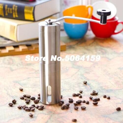 Silver Coffee Grinder Mini Stainless Steel Hand Manual Handmade Coffee Bean Burr Grinders Mill Kitchen Tool Crocus Grinders