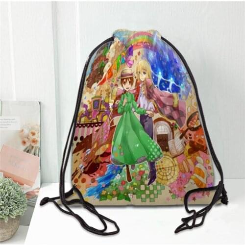 Howls Moving Castle Drawstring Backpack Women Men Causal Travel Bags Softback Fashion Storage Bags Lady Shopping Bags 20201102