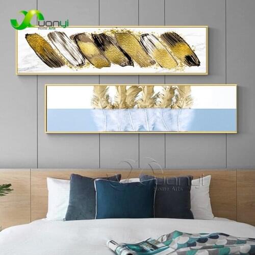 Nordic Abstract Feather Golden Modern Canvas Painting Poster And Print Unique Decor Wall Art Pictures For Living Room Bedroom
