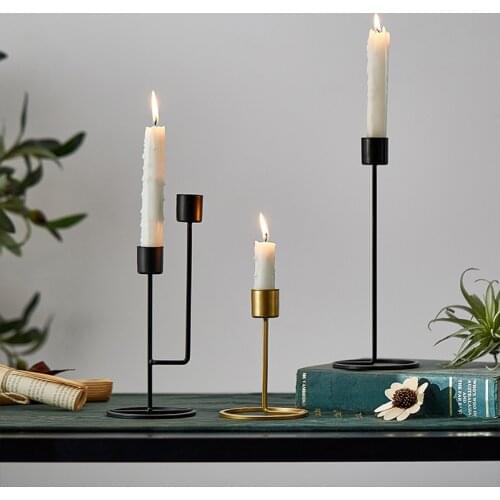 Modern Home Decor Candlestick Minimalism Metal Candle Holders Wedding Decoration Gold Candle Holders Dining Table Decor Fashion
