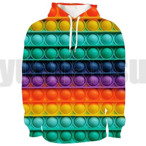 New 3D Crewneck Sweatshirt Anime POP It Hoodie Tops Rainbow POP Fidget Hoodies Men Pullover Oversized Streetwear Teenagers