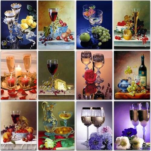 Wine And Fruit Diamond Painting Wine Glass Diamond Embroidery Flowers Cross Stitch Kit Mosaic Rhinestone Picture Kitchen Decor