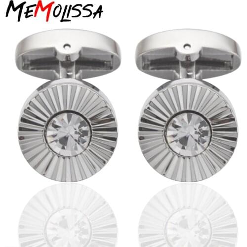 MeMolissa Bright cut Clear Crystal Sunflower Cufflinks for mens gemelos para hombre camisa gemelos cuff links