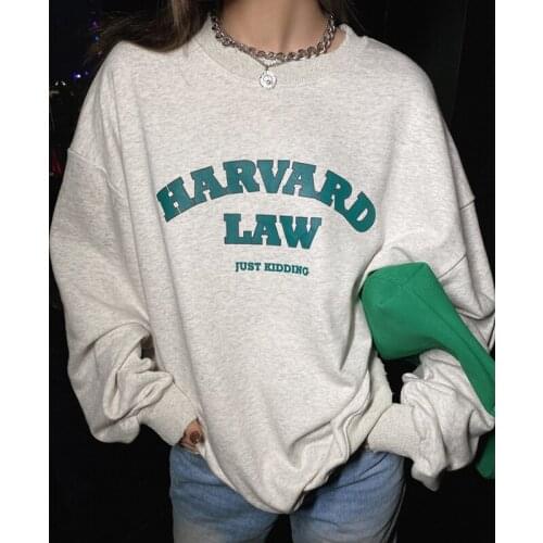 Ins hot America Style Vintage Letter Printing Crewneck Sweatshirt Women Casual Oversized Pullovers 2020 Autumn New Designer