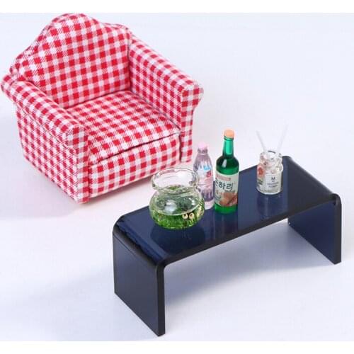 1:12 Dollhouse Miniature Acrylic Teatable Coffee Table Living Room Kid Toy Simulation Room/furniture Doll House Toy Accessories