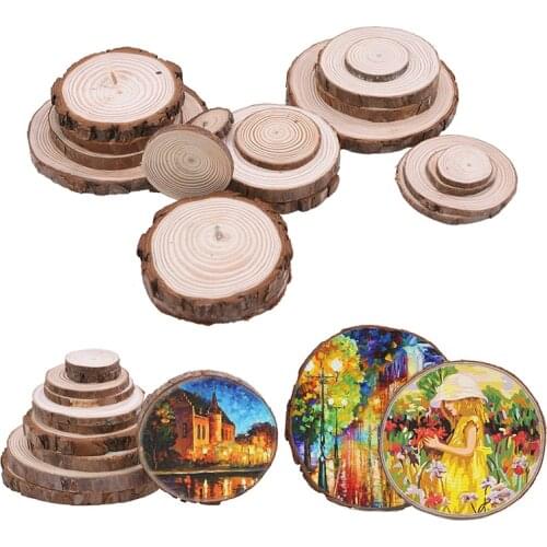 1/2/5/10pcs Natural Pine Round Unfinished Wood Slices Circles Blank Wood Tree Bark DIY Craft Handmade Material Painting Decorate
