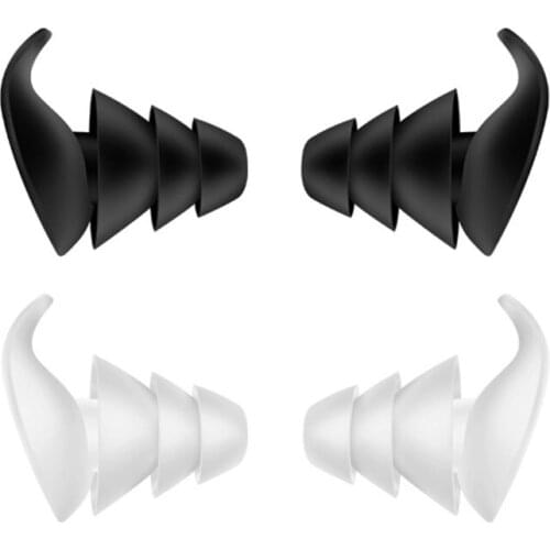 1Pair 3 Layer Soft Silicone Ear Plugs Tapered Sleep Noise Reduction Earplugs