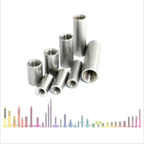 1PC A2 Stainless Steel M6 Round Studding Connector Nuts All Thread Rod Bar Sleeve Tube 6mm 20-30mm