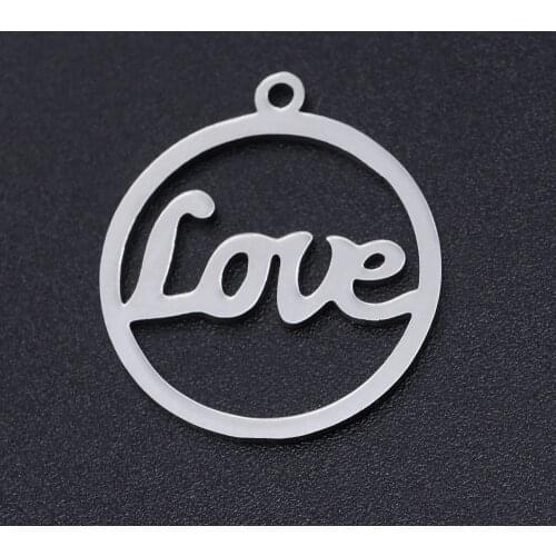 10pcs/lot 20*22mm Stainless Steel Love Letter Pendant Bracelet Charms DIY Jewelry Making Handicraft Accessories Wholesale