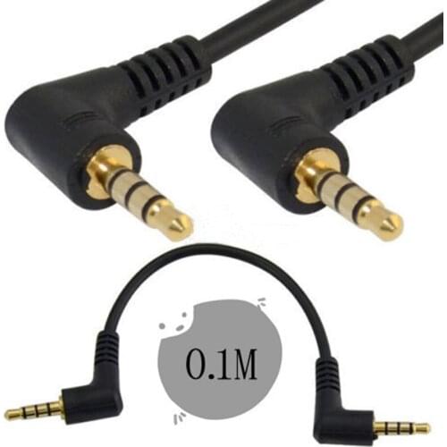 10CM 3.5mm angle stereo TRRS Mini AV plug 4 pole 3 ring Audio Cable