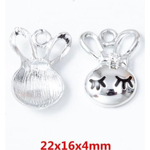 15pcs rabbit Imitation white zinc alloy metal pendant charms for diy jewelry making 6727