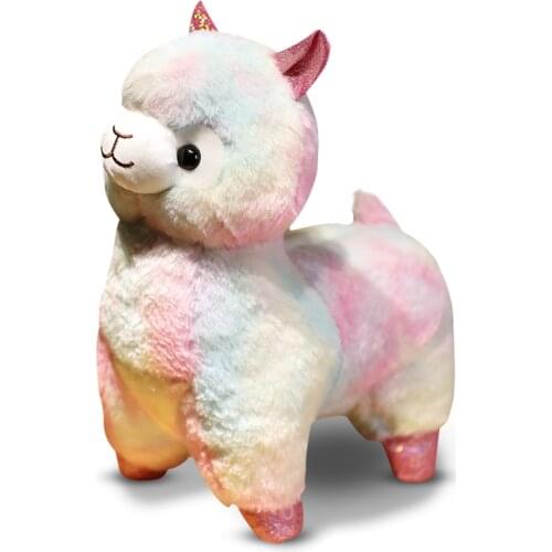 35cm Colorful Glowing Alpaca Toy Creative Light Up LED Rainbow Alpaca Stuffed Animals Plush Toy Christmas Gift For Kids Soft