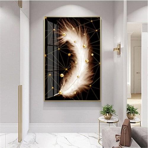 Abstract Line Pearl Feather Canvas Wall Art Painting Wall Picture for Living Room Decor Poster and Print Modern Home Decoration