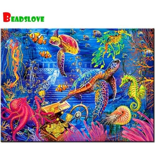 Fantasy Sea Turtle diamond painting cross stitch Full Square Round diamond embroidery Ocean landscape Crystal mosaic Set,B150