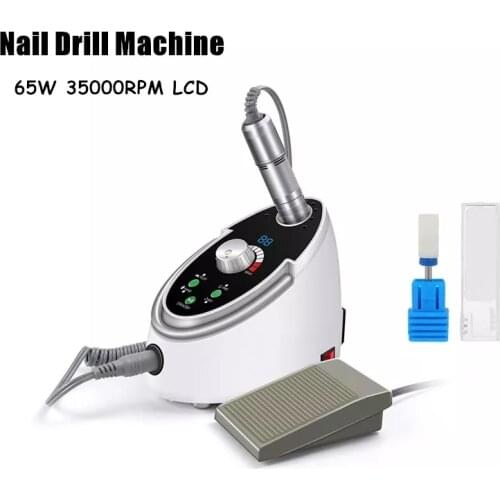Strong Electric Nail Drill 35000 RPM 65W Manicure Pedicure Machine For Nail Art Gel Polish With Ceramic Nail Drill Head With LCD