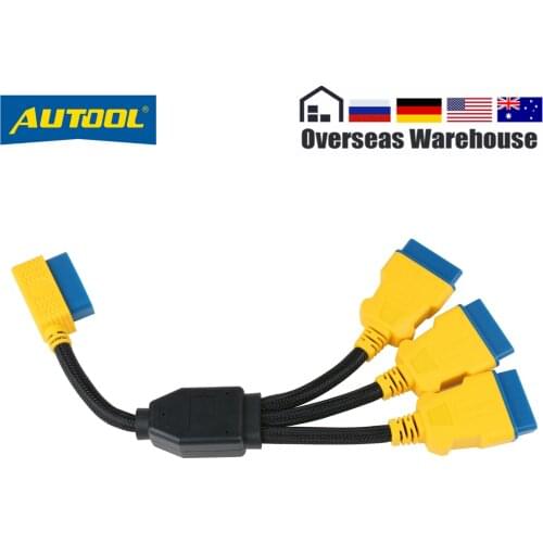AUTOOL 35CM Car OBD2 Extend Cable Car OBD II Adapter 1 to 3 Splitter Wire 16pin Female Male OBDII Connector Lengthen Cable