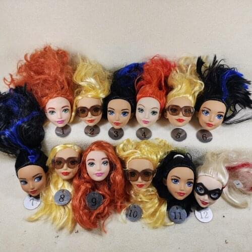 B21-4 Original Foreign Trade Animation BIG Round face Beauty 1/6 or 1/5 OOAK NUDE Doll Head Mussed Hair for DIY 90%new