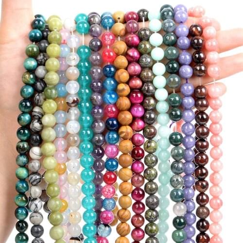 45Styles Natural Stone Beads Tourmaline Tiger Eye Crystal Quartz Round Beads for Jewelry Making Needlework Bracelet DIY 4-12MM