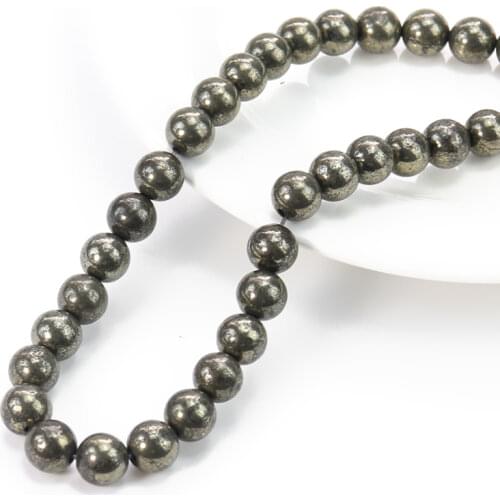 40pcs 10mm Natuarl Mineral Gem Pyrite Loose Beads Folish Iron Fools Gold Mundic DIY Necklace Bracelet Jewelry Making Accessories