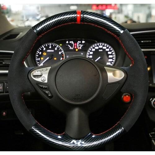 For Infiniti FX FX35 FX37 FX50 2009-2013 QX70 Nissan Juke 370Z Note Black PU Carbon Fiber Steering Wheel Cover Auto parts