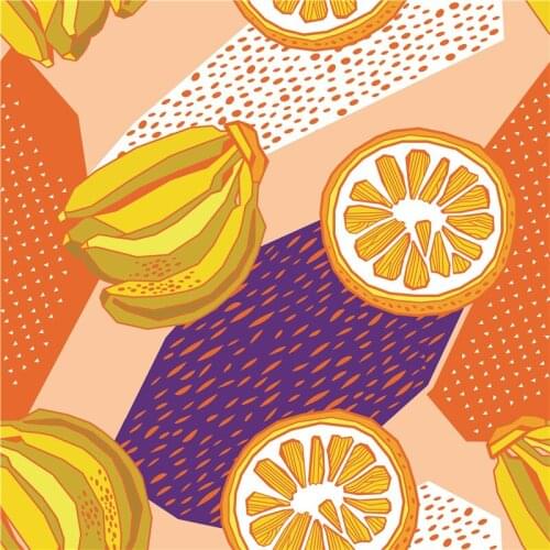 Polyester Four-way stretch fabric for dress fresh fruit pattern custom printing shirt sewing fabric 145cm*100cm