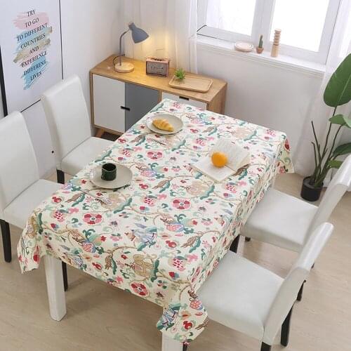 Decorative Table Cloth Rectangular Cotton Linen Tablecloths Waterproof Oilproof Dining Table Cover Tea Table Cloth Plant Flowers
