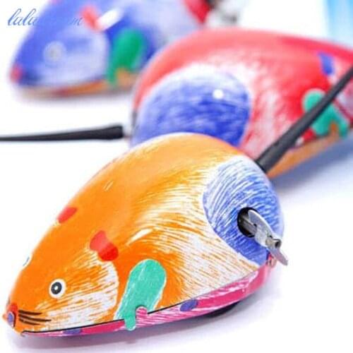 2pcs/lot Kids Classic Toy Tin Wind Up toy Clockwork iron sheet Jumping mouse Toys Children Boys Education