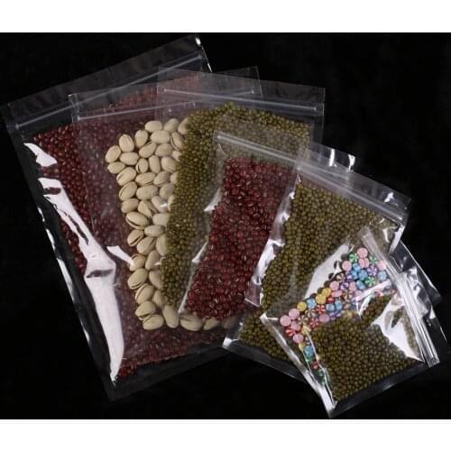 Eco-friendly Clear Mylar Plastic Bags PP Ziplock Bags Flat Tear Notch Pouches Household Reusable Food Storage Bags 100pcs/pack