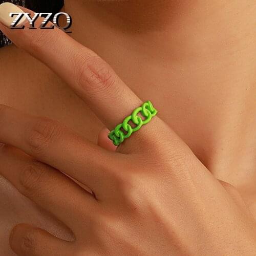 ZYZQ Vintage Candy Colors Alloy Chain Rings For Women Retro Adjustable Opening Ring Wholesale Lots&Bulk Female Rings