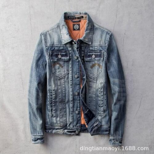 Winter Mens Jackets Coats Thick Warm Cotton Liner Cowboy Blue Vintage Denim Jeans Outwear Jacket Drop Shipping