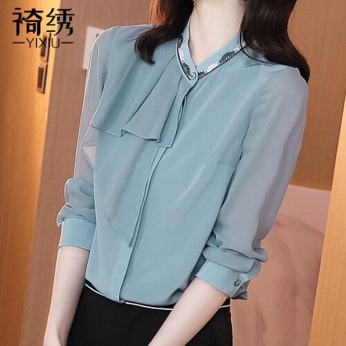 Autumn Top Lace Bow Long Sleeve Shirt Blouse Women Blusas Ropa De Mujer
