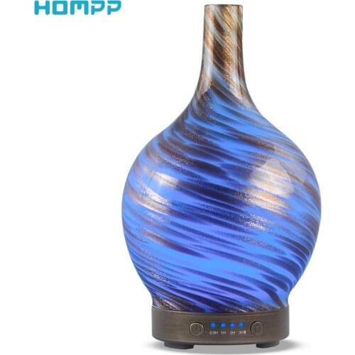 Oil Diffuser 100ml Aromatherapy Essential Glass Marble Design Handmade Cool Mist Air Humidifier Waterless Auto Shut Off for Spa